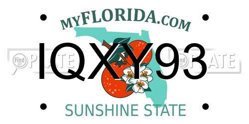 IQXY93 Florida License Plate