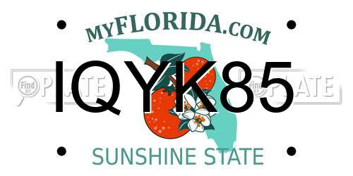 IQYK85 Florida License Plate