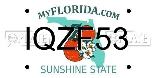 IQZF53 Florida License Plate