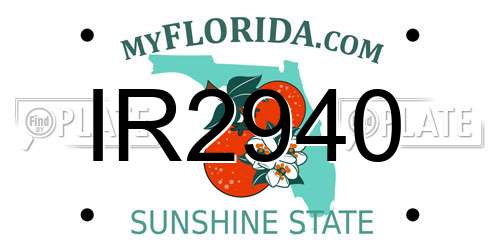 IR2940 Florida License Plate