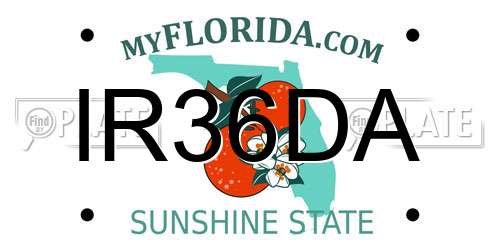IR36DA Florida License Plate