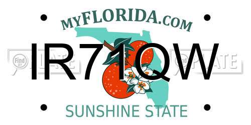 IR71QW Florida License Plate