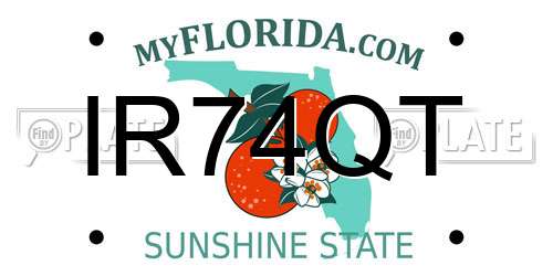 IR74QT Florida License Plate