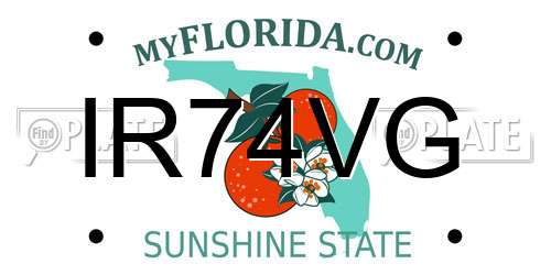 IR74VG Florida License Plate