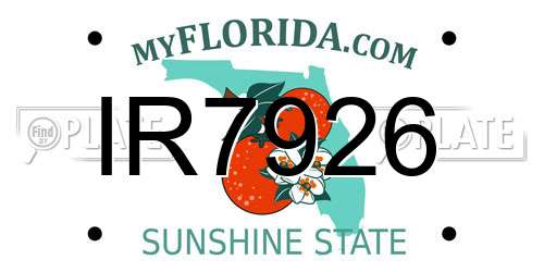IR7926 Florida License Plate