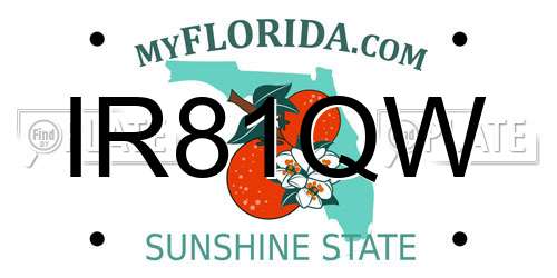 IR81QW Florida License Plate