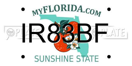 IR83BF Florida License Plate