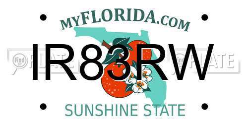 IR83RW Florida License Plate