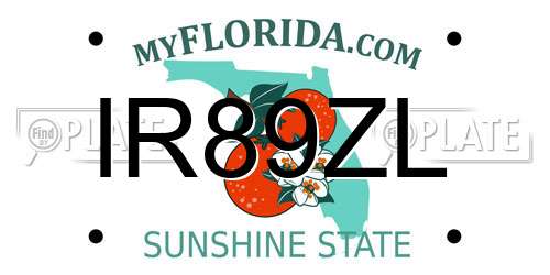 IR89ZL Florida License Plate