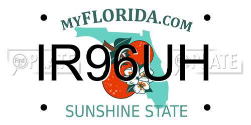 IR96UH Florida License Plate