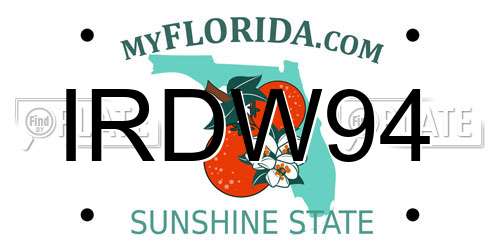 IRDW94 Florida License Plate