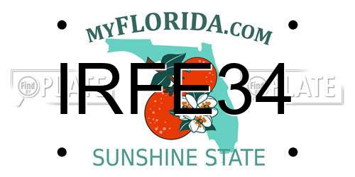 IRFE34 Florida License Plate