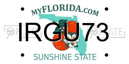 IRGU73 Florida License Plate