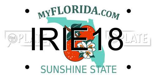 IRIE18 Florida License Plate