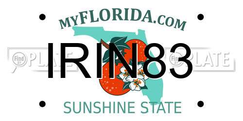 IRIN83 Florida License Plate