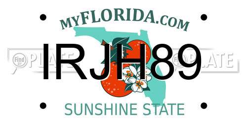 IRJH89 Florida License Plate