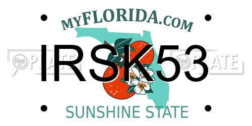 IRSK53 Florida License Plate