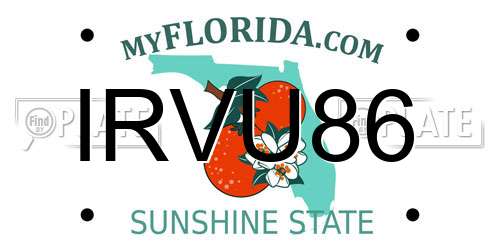 IRVU86 Florida License Plate