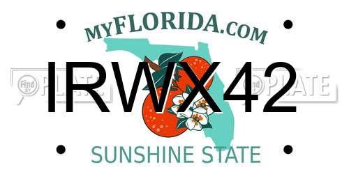 IRWX42 Florida License Plate