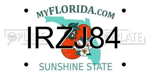 IRZJ84 Florida License Plate