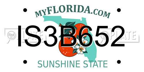 IS3B652 Florida License Plate