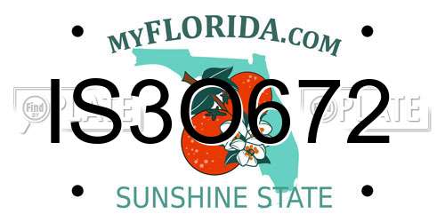 IS3O672 Florida License Plate