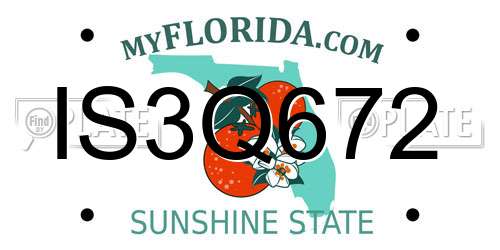 IS3Q672 Florida License Plate