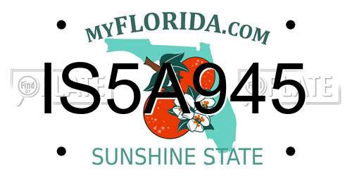 IS5A945 Florida License Plate