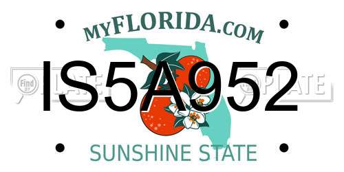 IS5A952 Florida License Plate