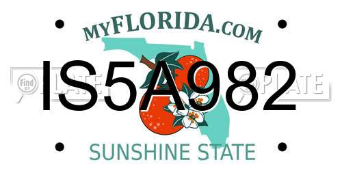 IS5A982 Florida License Plate