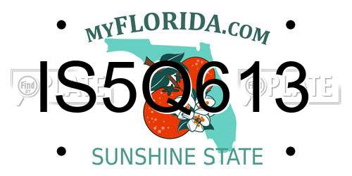 IS5Q613 Florida License Plate