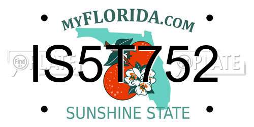 IS5T752 Florida License Plate