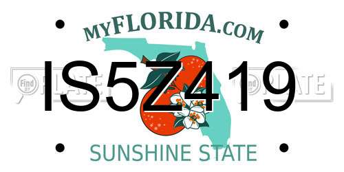 IS5Z419 Florida License Plate
