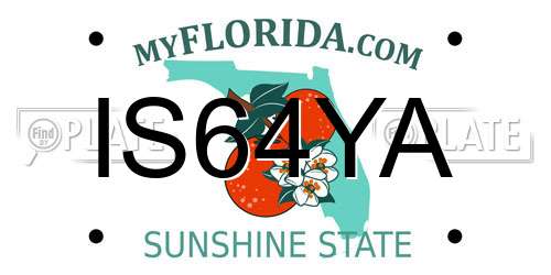 IS64YA Florida License Plate