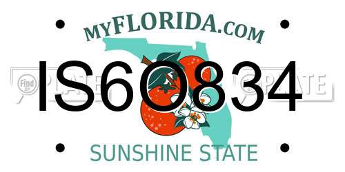 IS6O834 Florida License Plate
