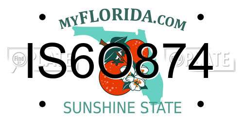 IS6O874 Florida License Plate