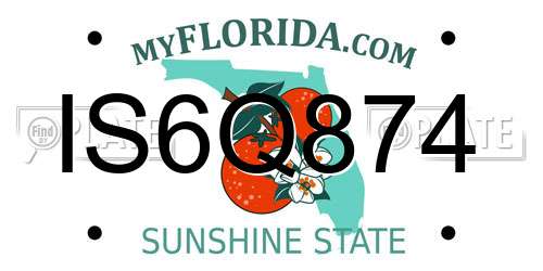 IS6Q874 Florida License Plate