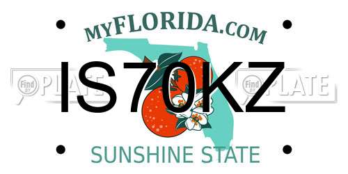 IS70KZ Florida License Plate