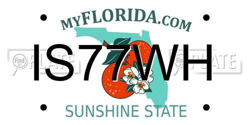 IS77WH Florida License Plate