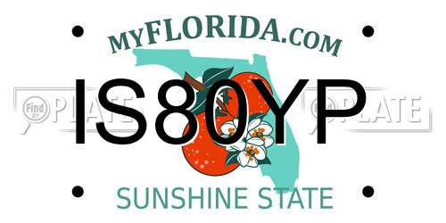 IS80YP Florida License Plate