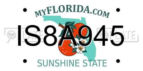 IS8A945 Florida License Plate
