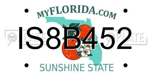 IS8B452 Florida License Plate