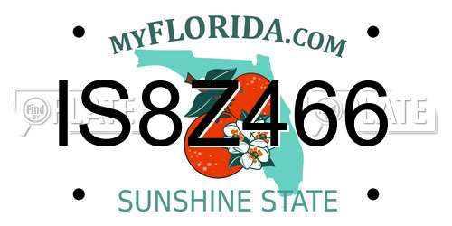 IS8Z466 Florida License Plate