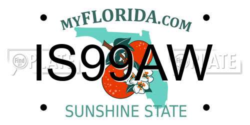 IS99AW Florida License Plate