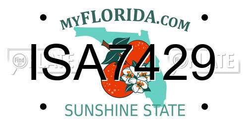 ISA7429 Florida License Plate