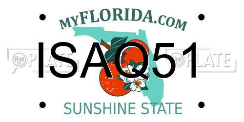 ISAQ51 Florida License Plate