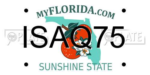 ISAQ75 Florida License Plate