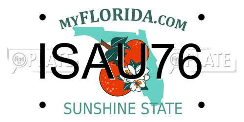 ISAU76 Florida License Plate