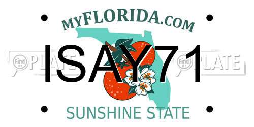 ISAY71 Florida License Plate