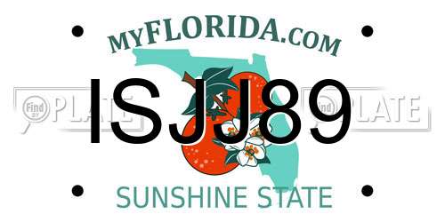 ISJJ89 Florida License Plate